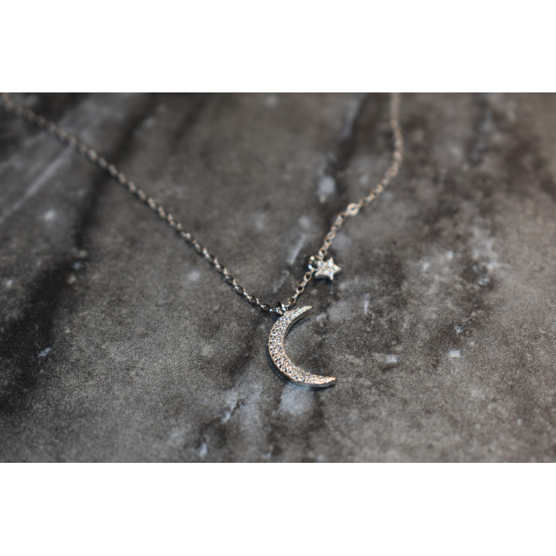 Sky Jewelry Серебряная цепочка с кулоном луна и звезда
