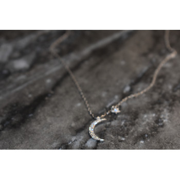 Sky Jewelry Серебряная цепочка с кулоном луна и звезда