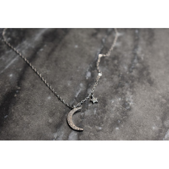 Sky Jewelry Серебряная цепочка с кулоном луна и звезда