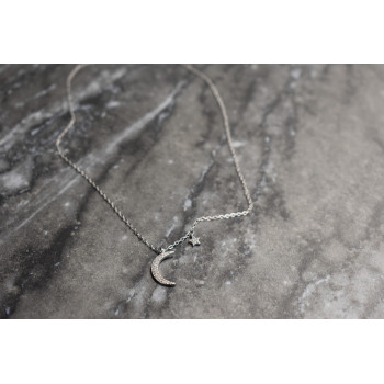 Sky Jewelry Серебряная цепочка с кулоном луна и звезда