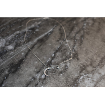 Sky Jewelry Серебряная цепочка с кулоном луна и звезда