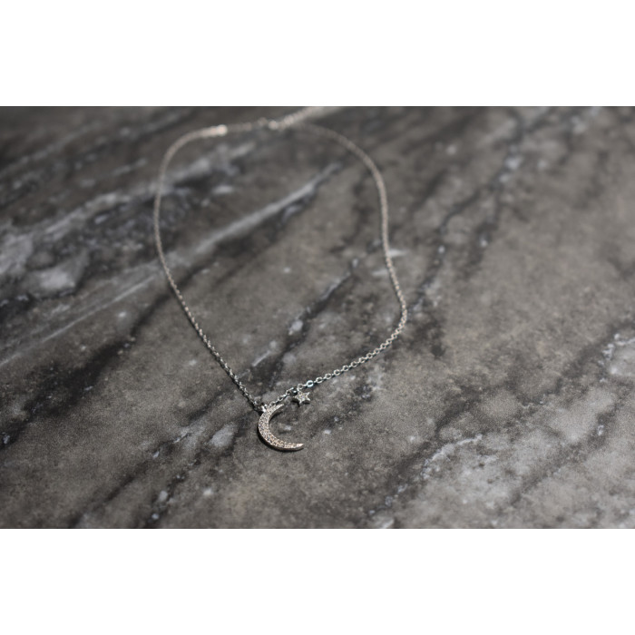 Sky Jewelry Серебряная цепочка с кулоном луна и звезда