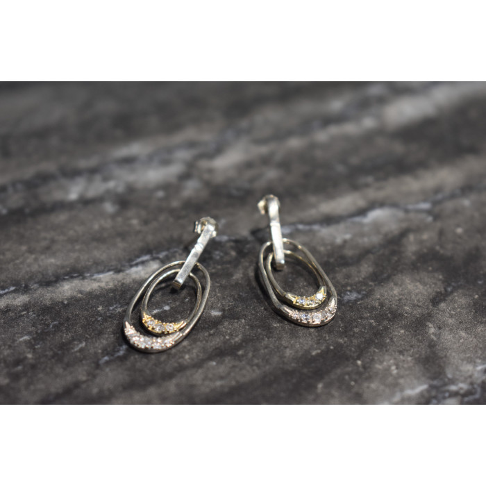 Sky Jewelry Серебряные серьги-гвоздики с фианитами 925 проба