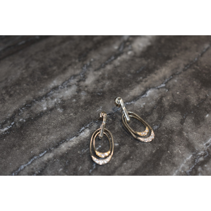 Sky Jewelry Серебряные серьги-гвоздики с фианитами 925 проба