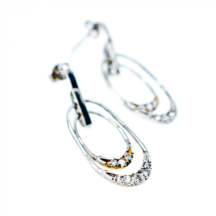 Sky Jewelry Серебряные серьги-гвоздики с фианитами 925 проба