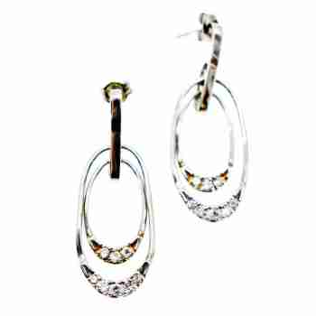 Sky Jewelry Серебряные серьги-гвоздики с фианитами 925 проба