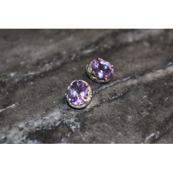 Sky Jewelry Серебряные серьги-гвоздики с аметистом