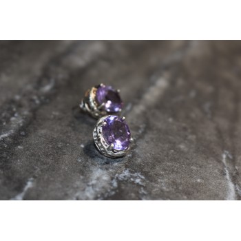 Sky Jewelry Серебряные серьги-гвоздики с аметистом