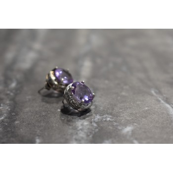 Sky Jewelry Серебряные серьги-гвоздики с аметистом