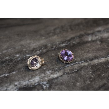 Sky Jewelry Серебряные серьги-гвоздики с аметистом