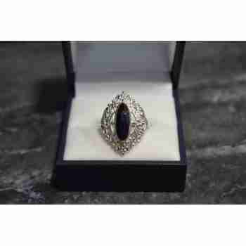 Sky Jewelry Серебряное кольцо с темно-синей Шпинелью