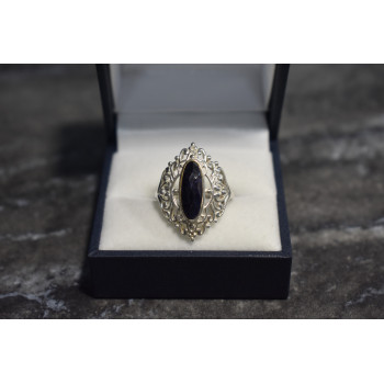 Sky Jewelry Серебряное кольцо с темно-синей Шпинелью