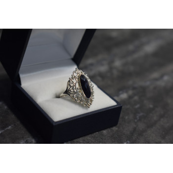 Sky Jewelry Серебряное кольцо с темно-синей Шпинелью