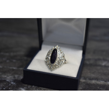 Sky Jewelry Серебряное кольцо с темно-синей Шпинелью