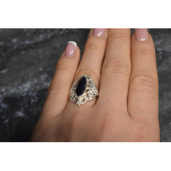 Sky Jewelry Серебряное кольцо с темно-синей Шпинелью