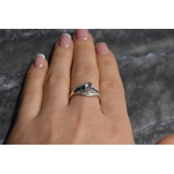 Sky Jewelry Серебряное кольцо 925 проба с Морганитом