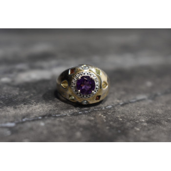 Sky Jewelry Серебряное кольцо с Аметистом и натуральными камнями