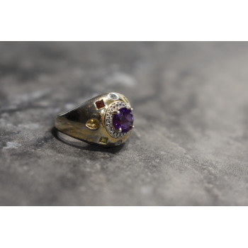 Sky Jewelry Серебряное кольцо с Аметистом и натуральными камнями
