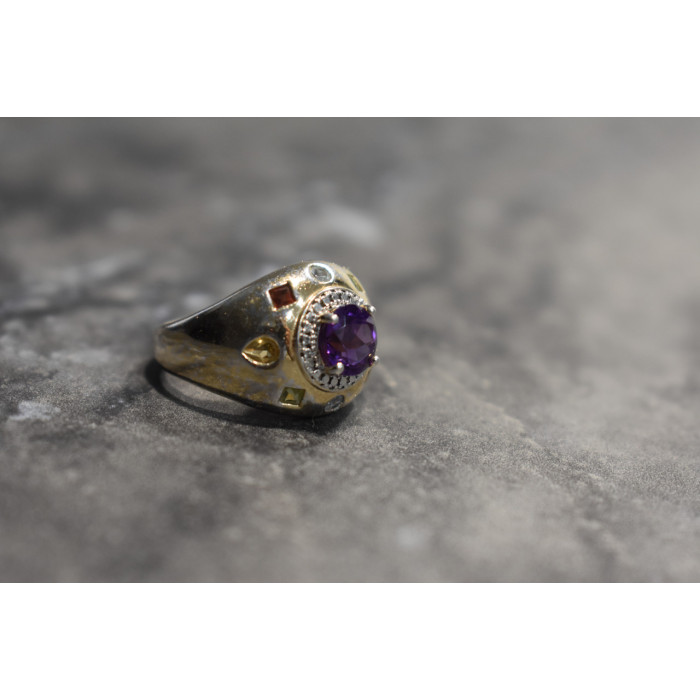 Sky Jewelry Серебряное кольцо с Аметистом и натуральными камнями
