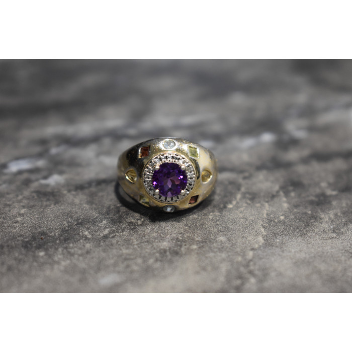 Sky Jewelry Серебряное кольцо с Аметистом и натуральными камнями