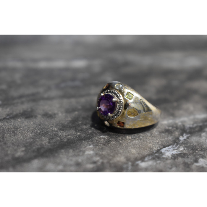 Sky Jewelry Серебряное кольцо с Аметистом и натуральными камнями