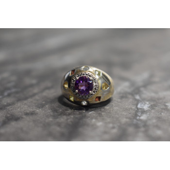 Sky Jewelry Серебряное кольцо с Аметистом и натуральными камнями