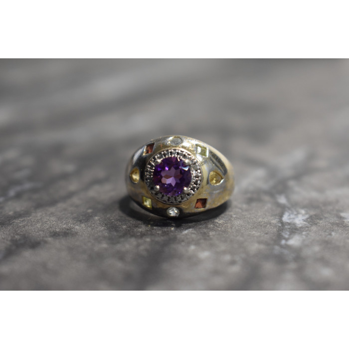Sky Jewelry Серебряное кольцо с Аметистом и натуральными камнями