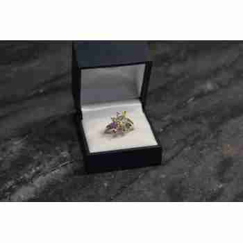 Sky Jewelry Серебряное кольцо 925 проба с разноцветными фианитами
