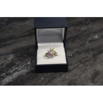 Sky Jewelry Серебряное кольцо 925 проба с разноцветными фианитами