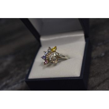 Sky Jewelry Серебряное кольцо 925 проба с разноцветными фианитами