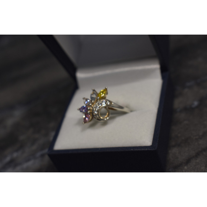 Sky Jewelry Серебряное кольцо 925 проба с разноцветными фианитами