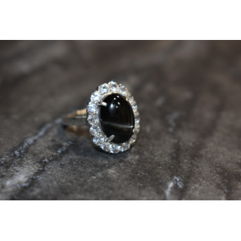 Sky Jewelry Серебряное кольцо с камнем Черный Звездчатый Сапфир