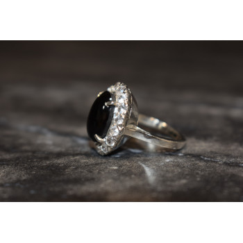 Sky Jewelry Серебряное кольцо с камнем Черный Звездчатый Сапфир