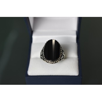 Sky Jewelry Серебряное кольцо с черным Нефритом