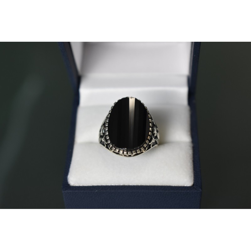 Sky Jewelry Серебряное кольцо с черным Нефритом