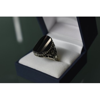 Sky Jewelry Серебряное кольцо с черным Нефритом