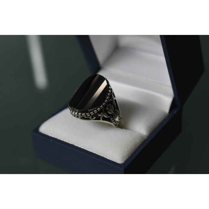 Sky Jewelry Серебряное кольцо с черным Нефритом