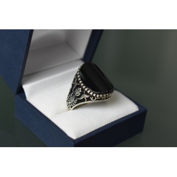 Sky Jewelry Серебряное кольцо с черным Нефритом