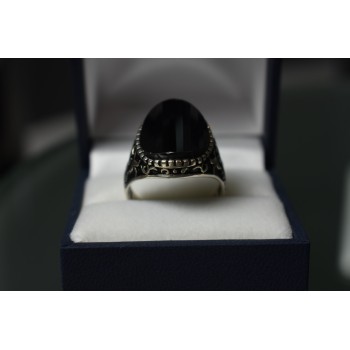 Sky Jewelry Серебряное кольцо с черным Нефритом