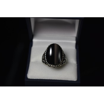 Sky Jewelry Серебряное кольцо с черным Нефритом