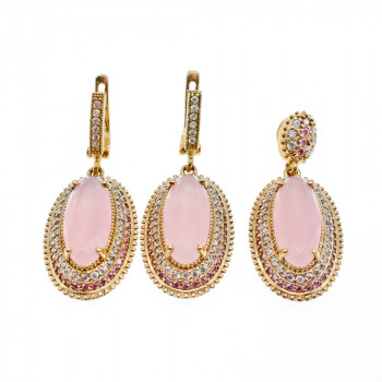 Sky Jewelry Серебряный набор с нежно-розовым камнем Алпанит