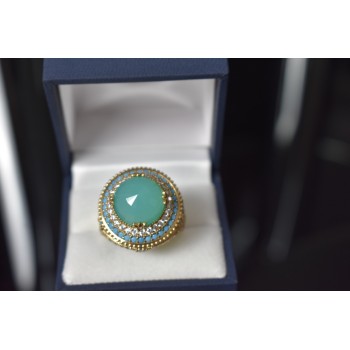 Sky Jewelry Серебряное кольцо с камнем Алпанит и бирюза