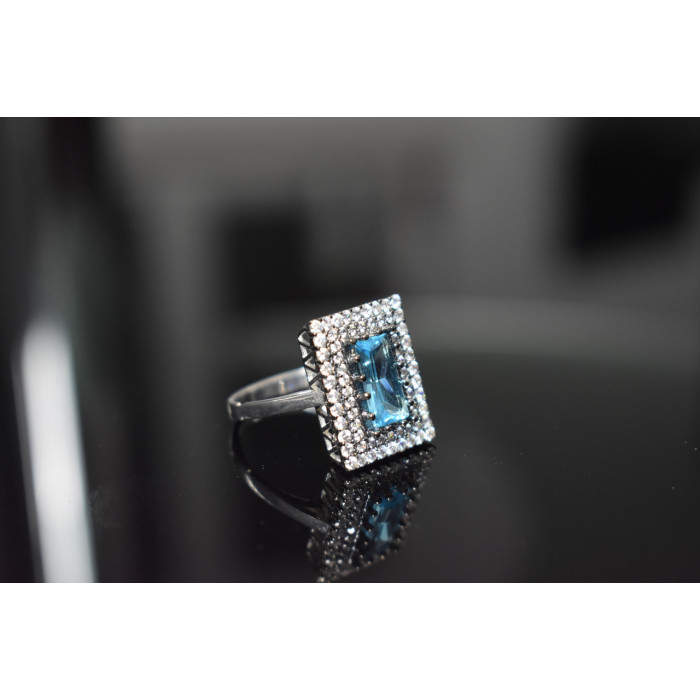 Sky Jewelry Серебряное кольцо 925 пробы с голубым камнем Алпанит