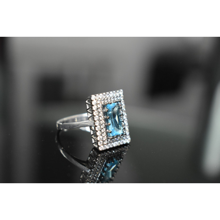 Sky Jewelry Серебряное кольцо 925 пробы с голубым камнем Алпанит