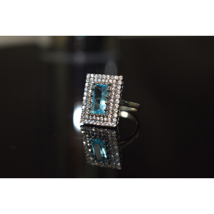 Sky Jewelry Серебряное кольцо 925 пробы с голубым камнем Алпанит