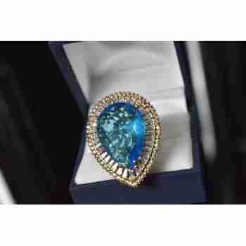 Sky Jewelry Серебряное кольцо с небесно-голубым камнем Алпанит