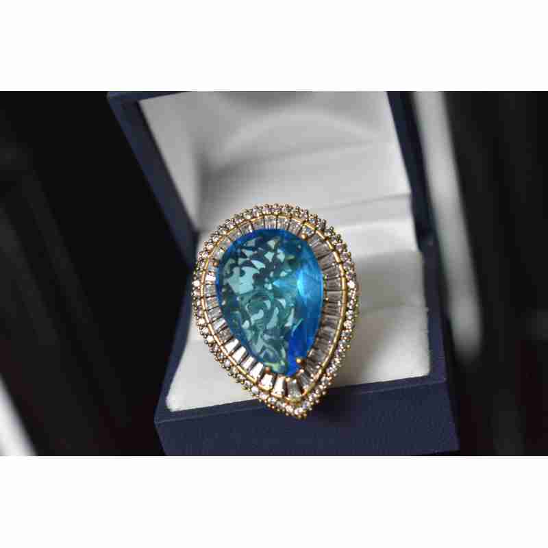 Sky Jewelry Серебряное кольцо с небесно-голубым камнем Алпанит