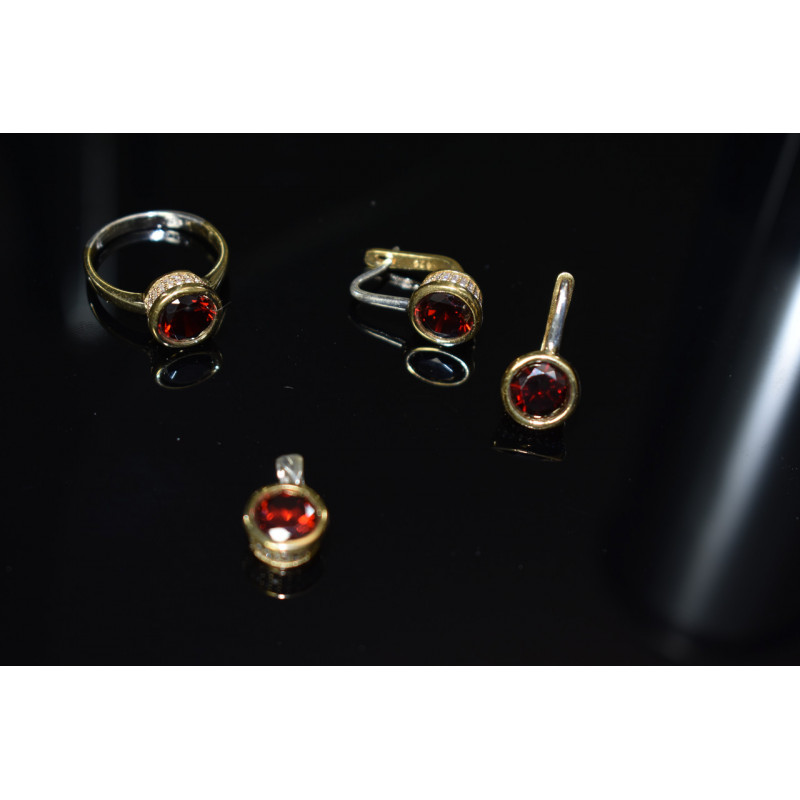 Sky Jewelry Серебряный набор с Гранатом 925 проба