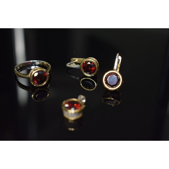 Sky Jewelry Серебряный набор с Гранатом 925 проба
