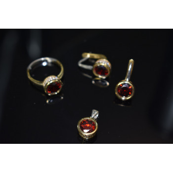 Sky Jewelry Серебряный набор с Гранатом 925 проба